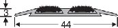 Алюминиевый одноуровневый профиль с двумя противоскользящими вставками AO44B